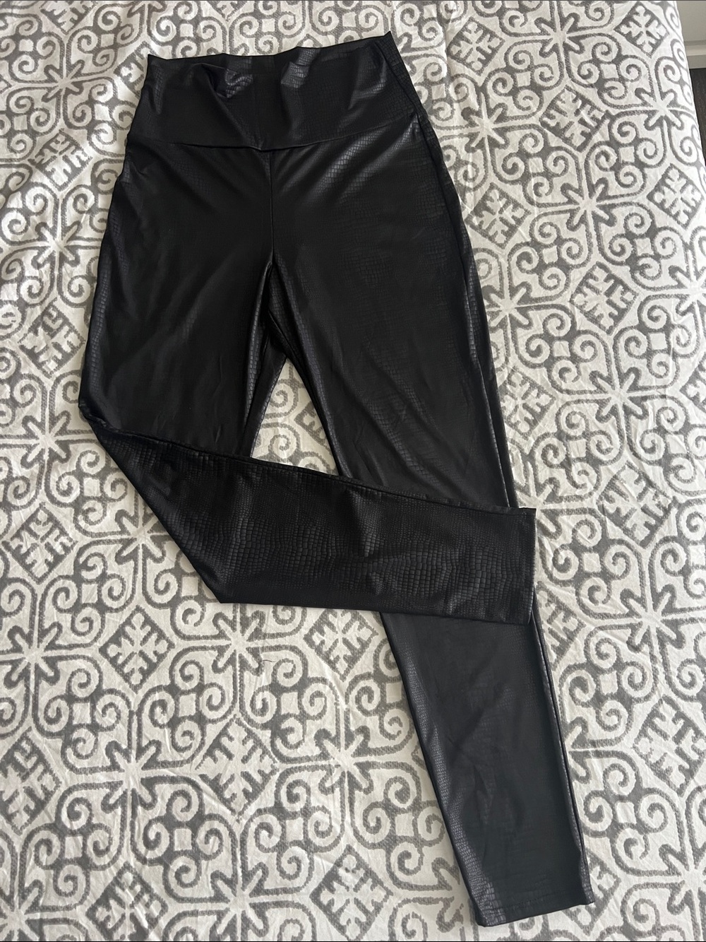 Black High-Rise Faux Leather Leggings